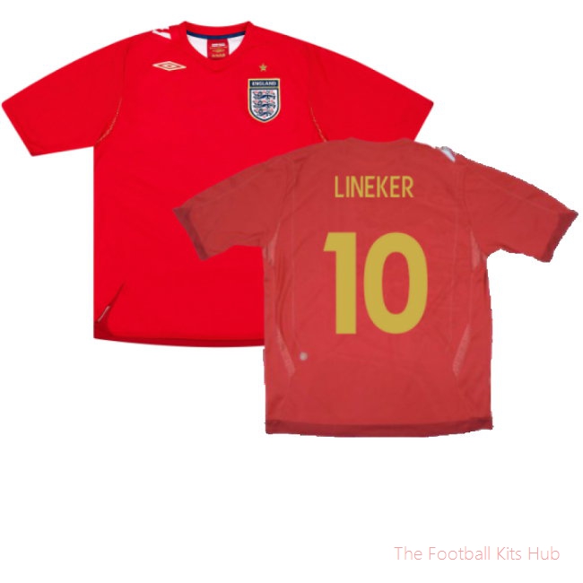 England 2006-08 Away Shirt (L) (Excellent) (LINEKER 10)-UniFootball Store